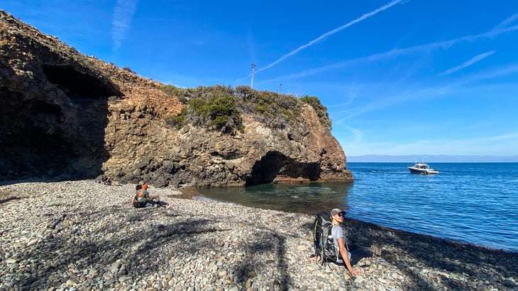 Santa Cruz Island is dotted with rocky beaches and sea caves.
