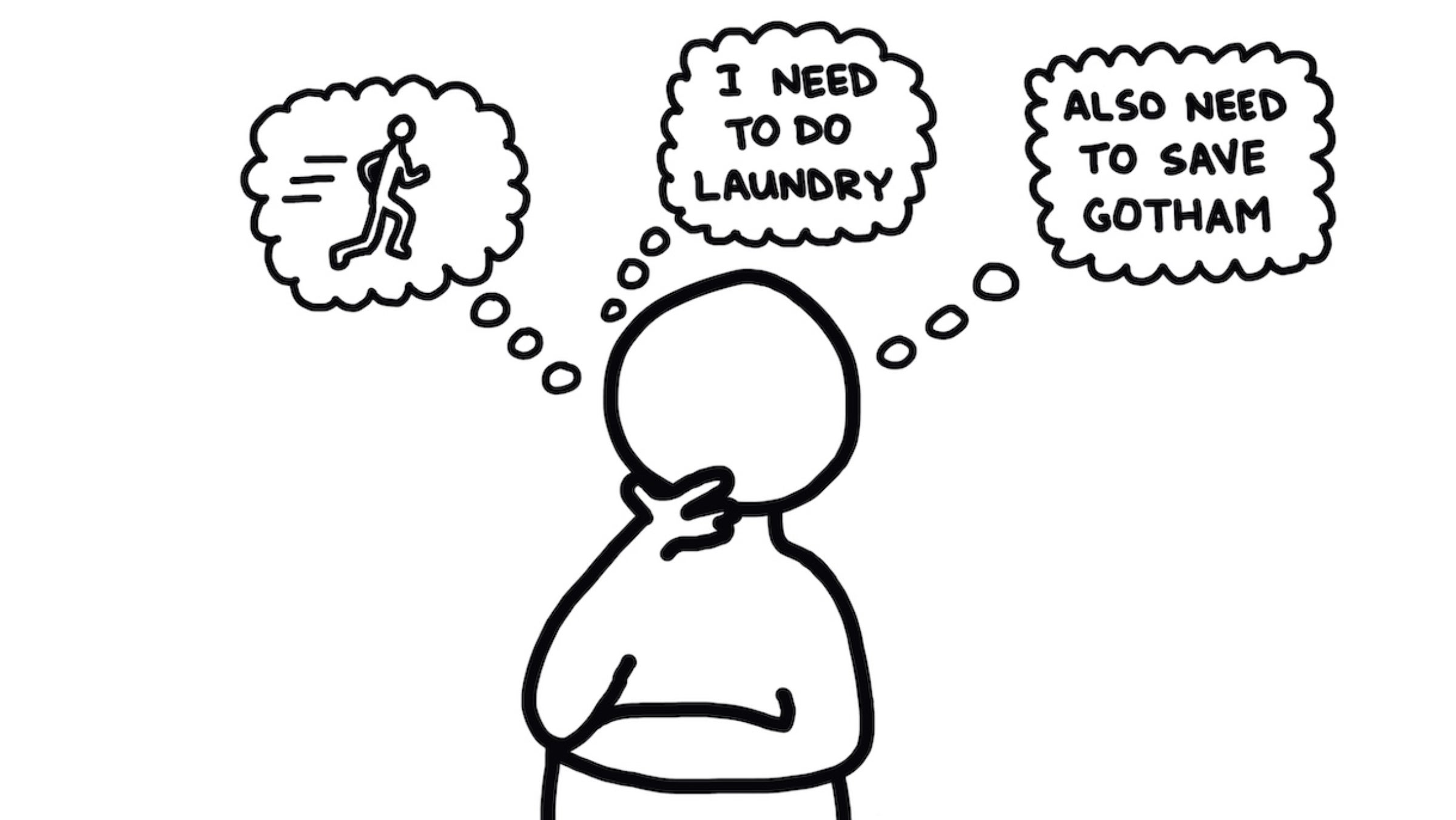 Illustration of runner thinking of excuses