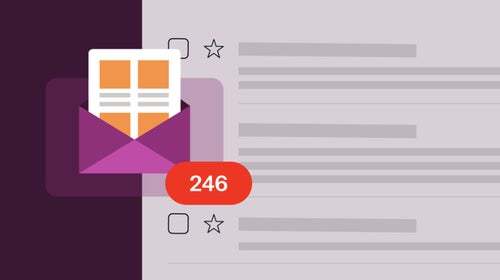 A purple inbox graphic