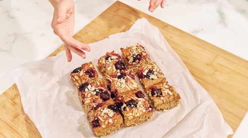 Overnight Oat Bake with Cherries and Almonds