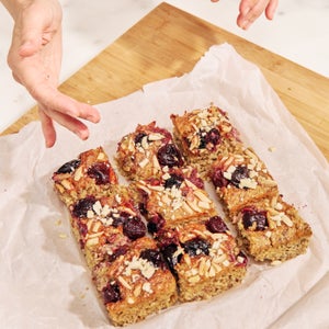 Overnight Oat Bake with Cherries and Almonds