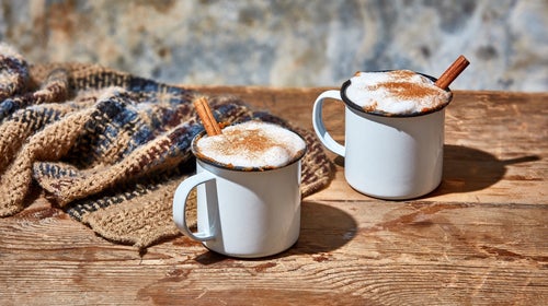 pumpkin latte on wooden table