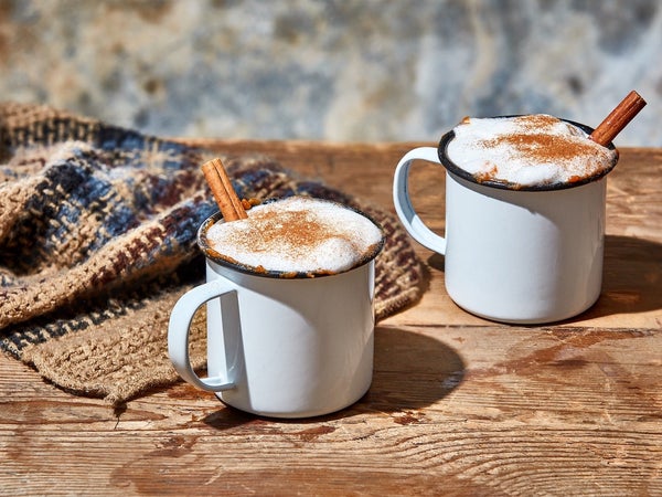 pumpkin latte on wooden table