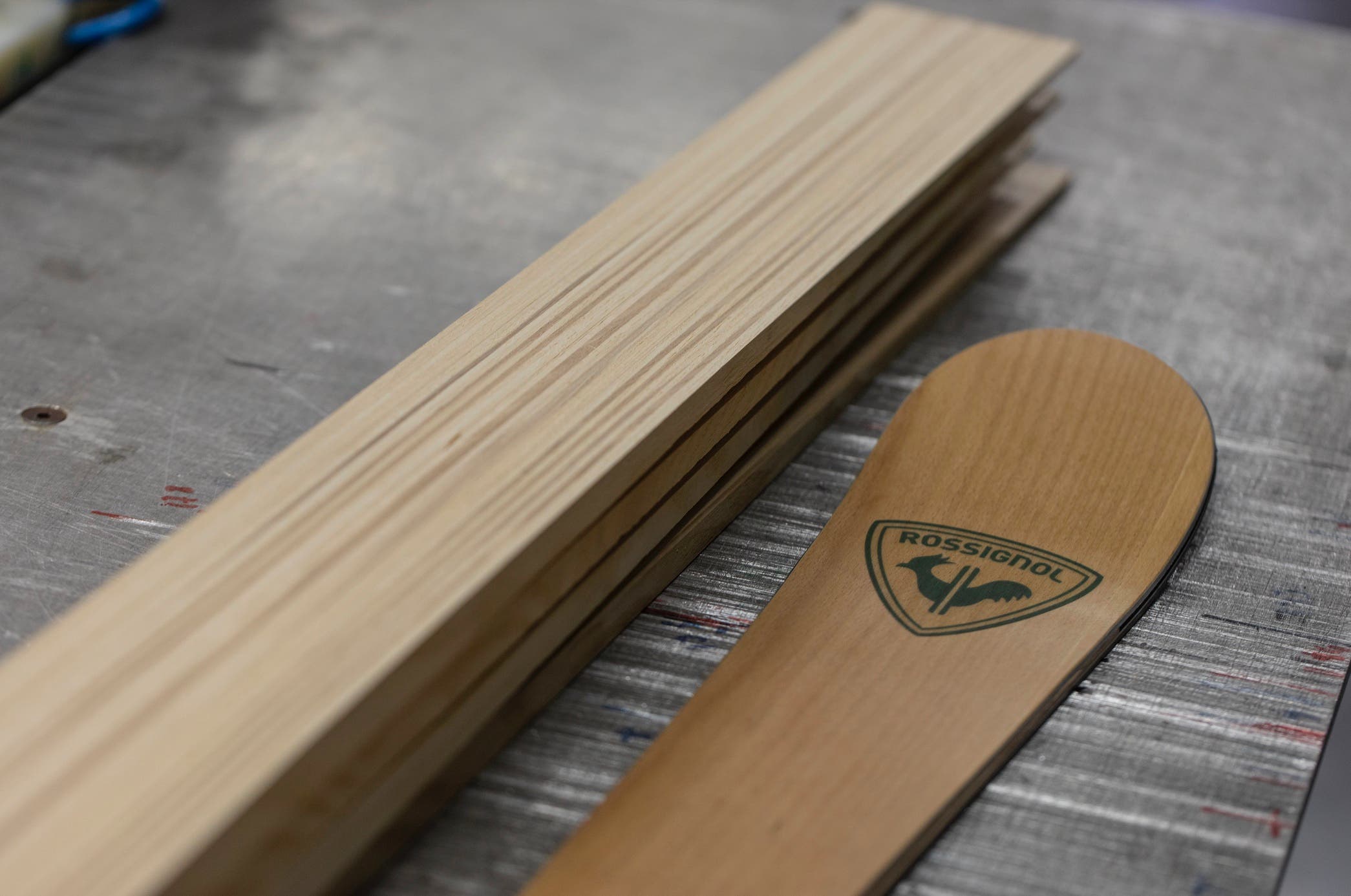 Close-up of Rossignol skis