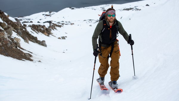 Skier wearing layers in Greenland