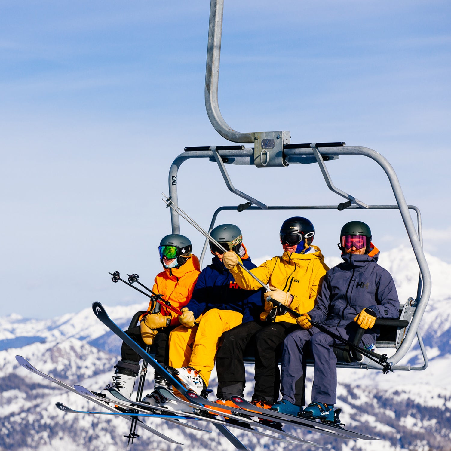 Skiers on chairlift at Sun Valley