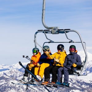 Skiers on chairlift at Sun Valley
