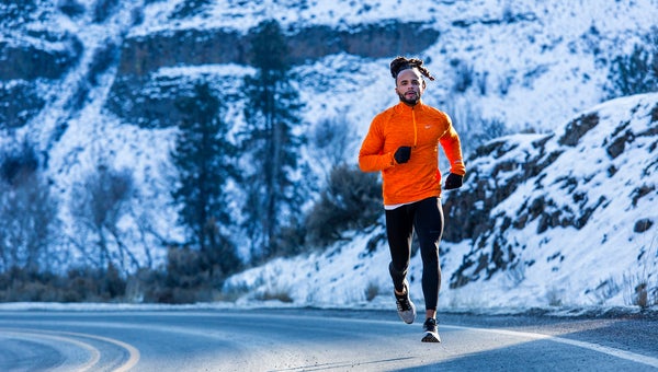 road running in Yakima Canyon in winter