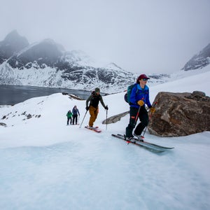 Skiers touring in Greenland