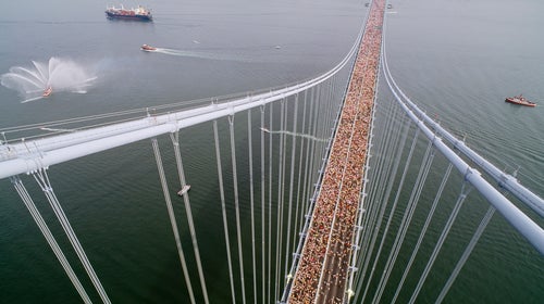 New York City Marathon crossing a bridge