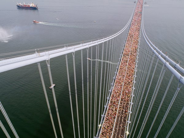 New York City Marathon crossing a bridge