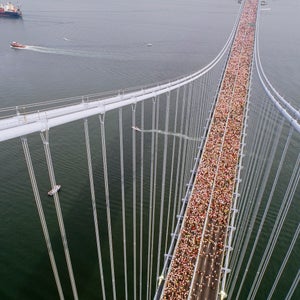 New York City Marathon crossing a bridge