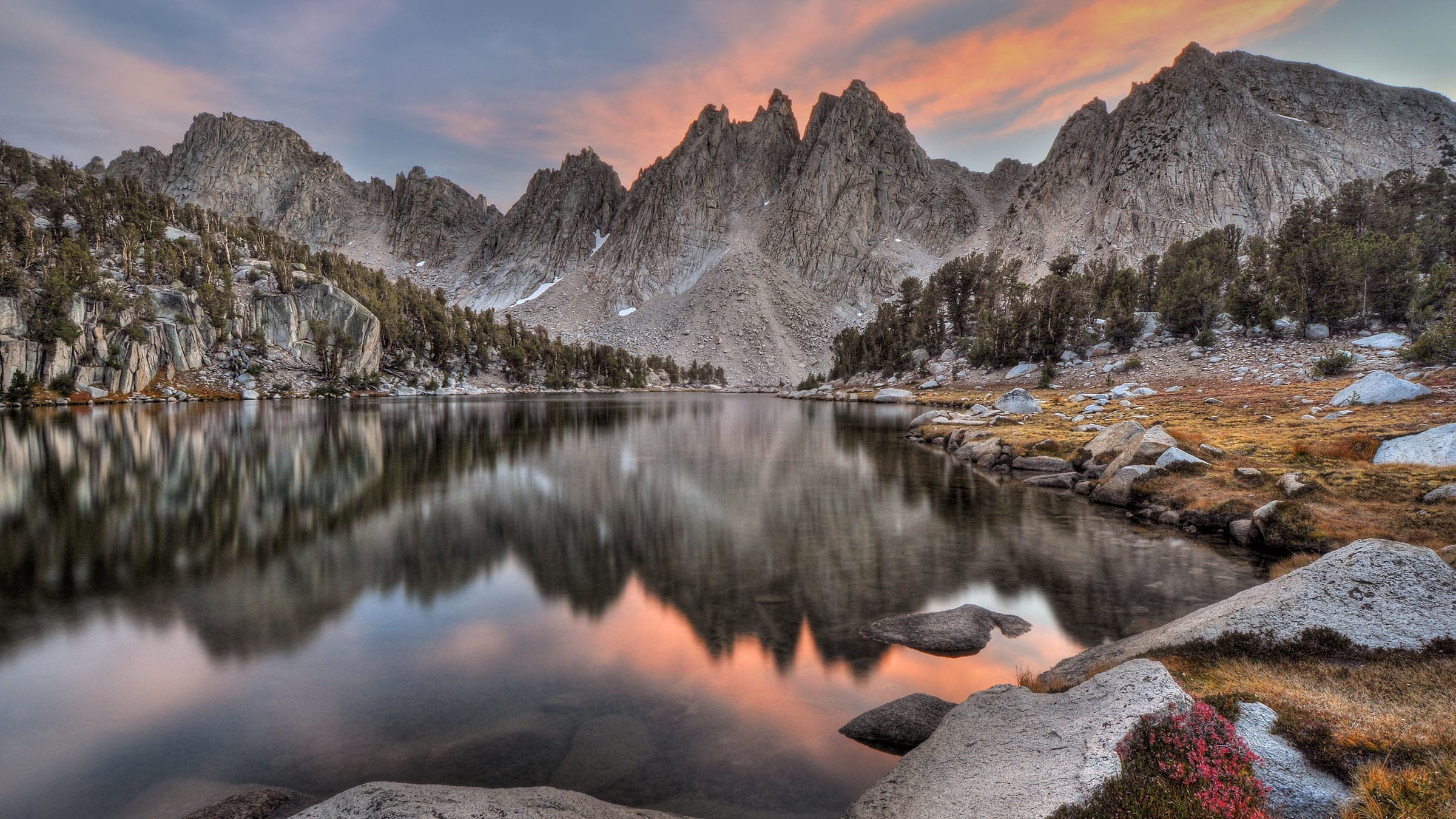 sunset mountain lake