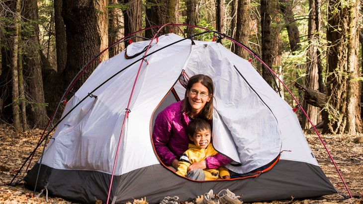 mother, child, tent