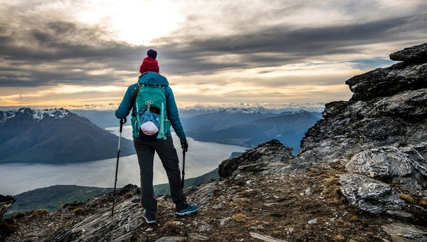 Hiker gazing over landscape
