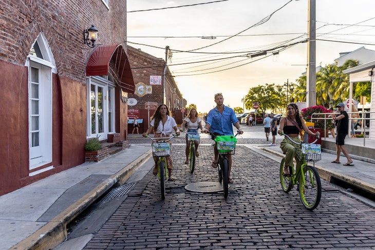 Biking in downtown Key West on a guided tour