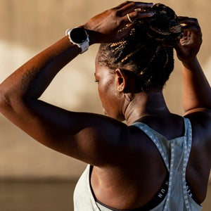 Mireille Siné wearing an Under Armour top