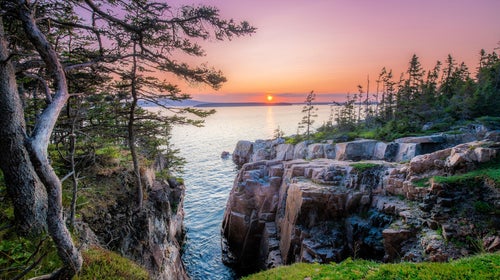 Rocky coastline at sunset