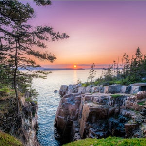 Rocky coastline at sunset