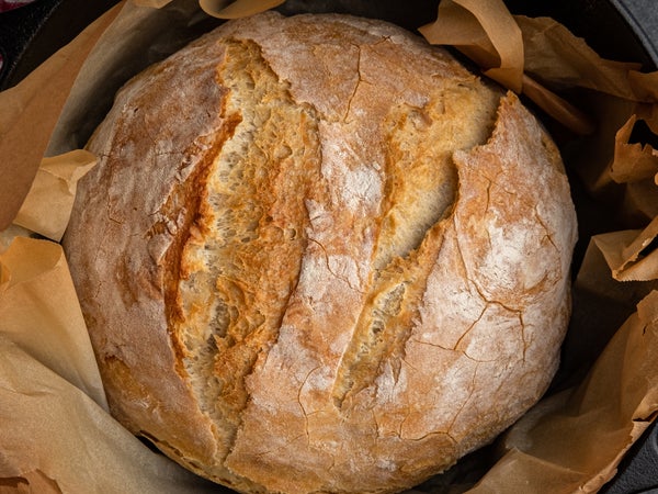 Bread in dutch oven baked outside