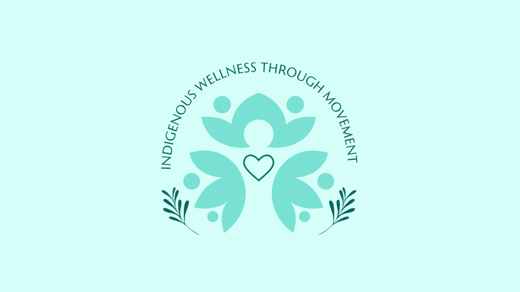 a blue emblem with a heart centered with blossoms on three sides