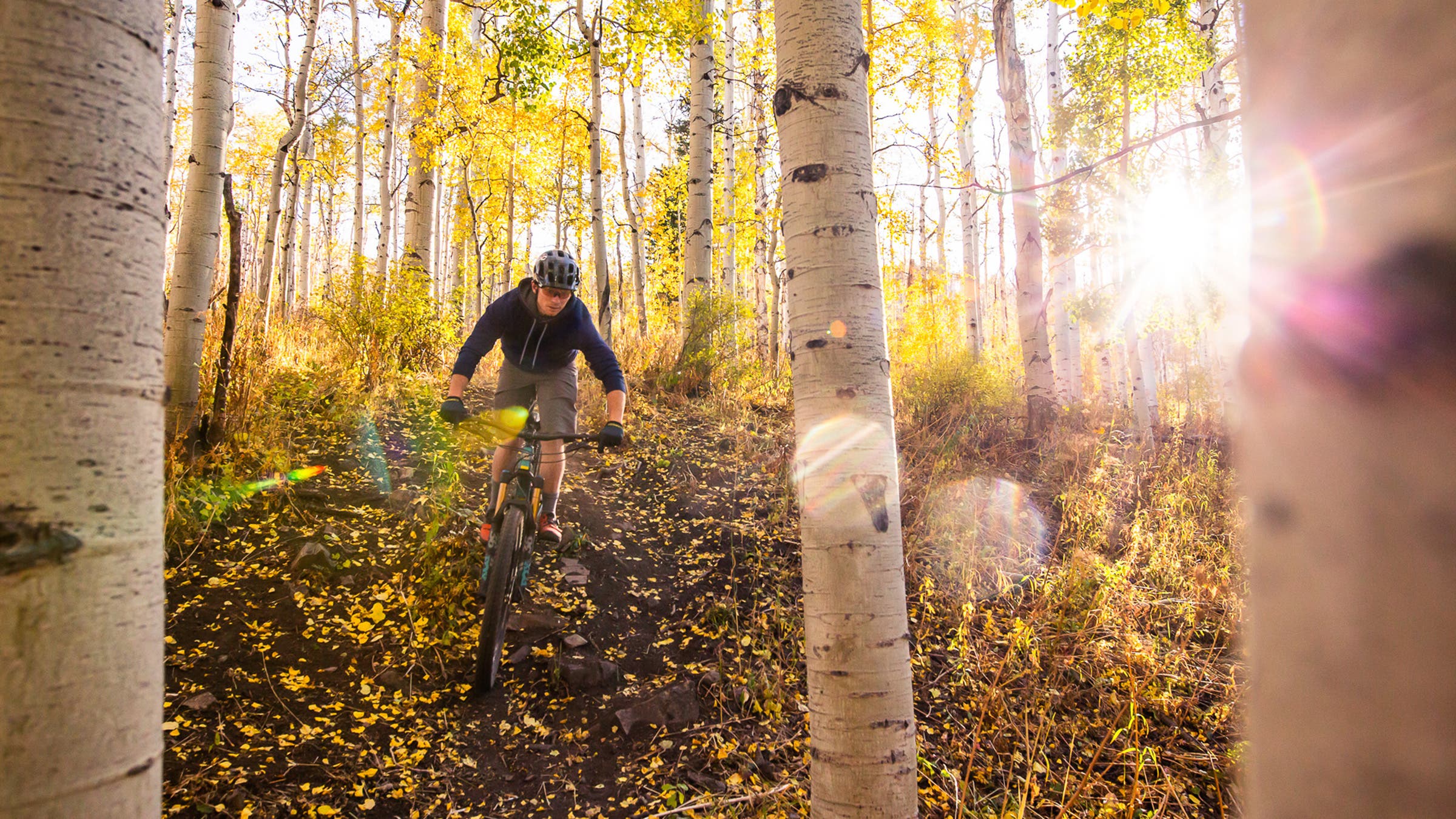 Mountain biking has become a favorite activity for Harris, picture riding near his hometown of Carbondale, Colorado