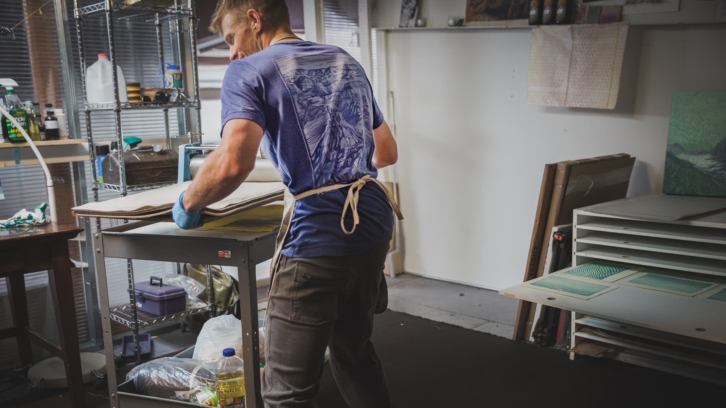 Harris at work in his studio
