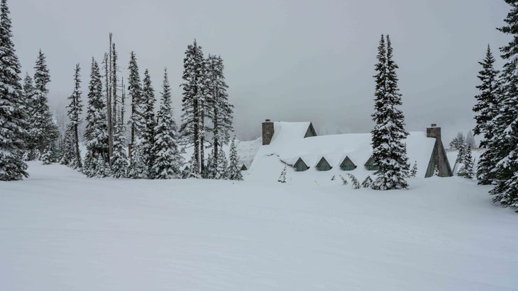 inn in deep snow