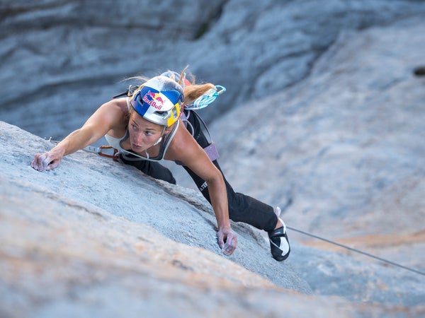 Sasha DiGiulian climbing Rayu in Spain in 2022