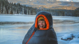 Brooke Weeber in a sleeping bag