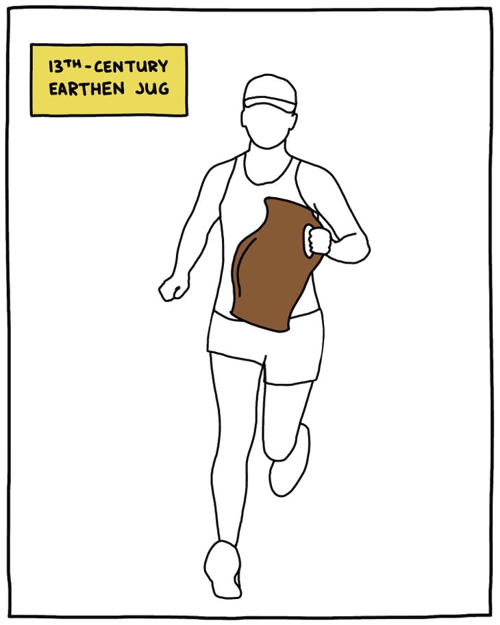 illustration of runner holding a 13th century jug
