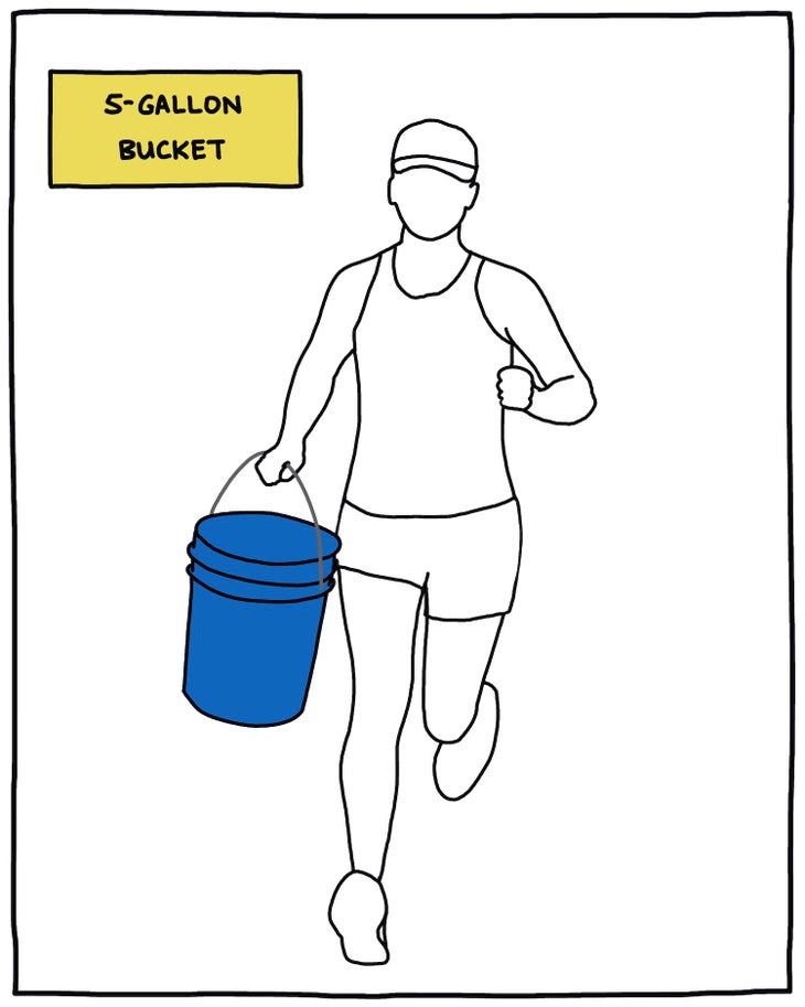 illustration of runner holding a 5-gallon bucket