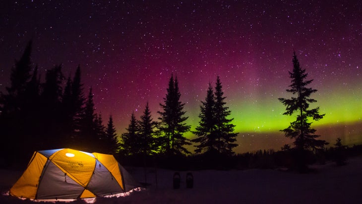 tent and northern lights