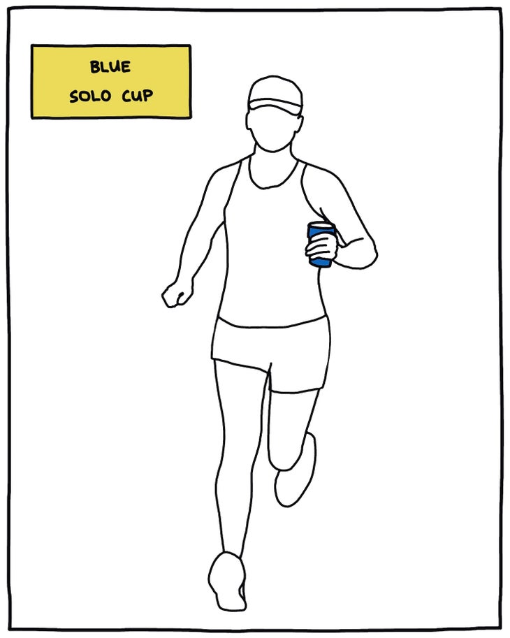 illustration of runner holding a blue solo cup