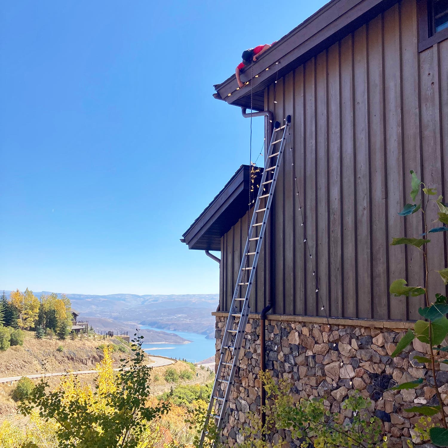 Irvin stapling over an edge in the Deer Valley area of Park City