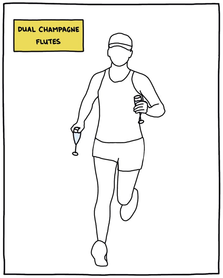 illustration of runner holding two champagne flutes