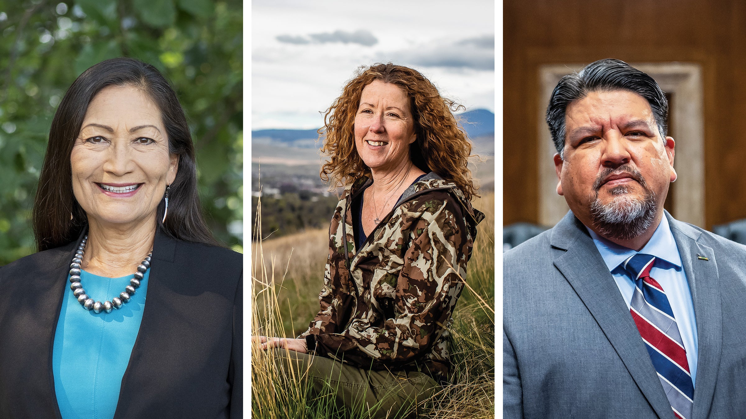 From left: Deb Haaland, Tracy Stone-Manning, Charles Sams III