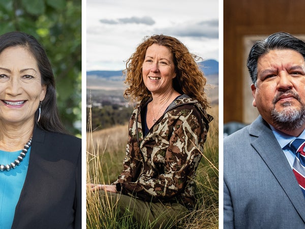From left: Deb Haaland, Tracy Stone-Manning, Charles Sams III