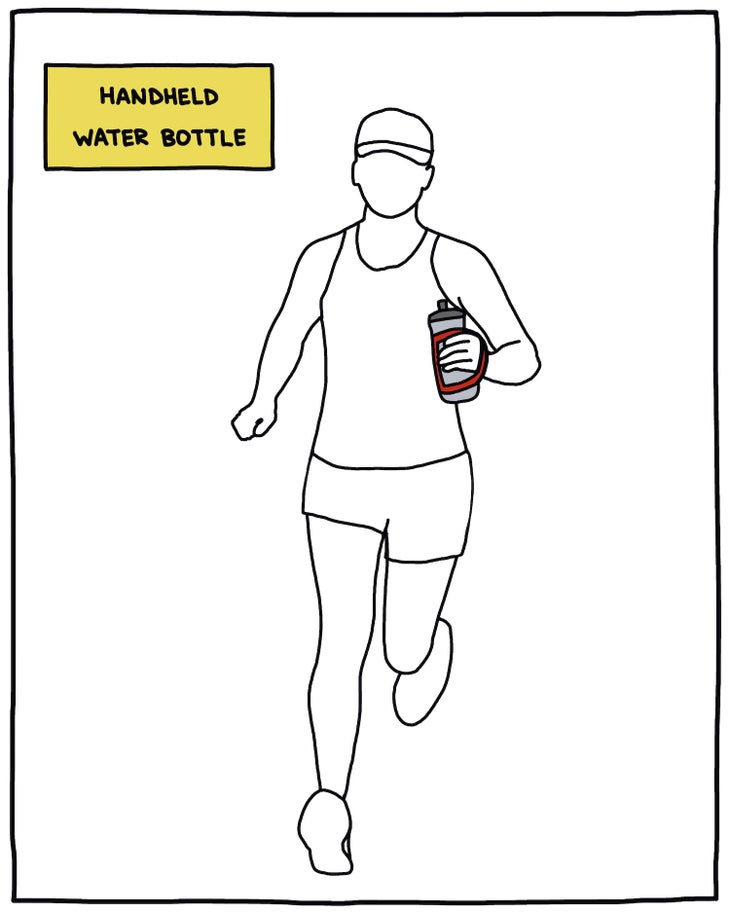 illustration of runner holding a handheld water bottle