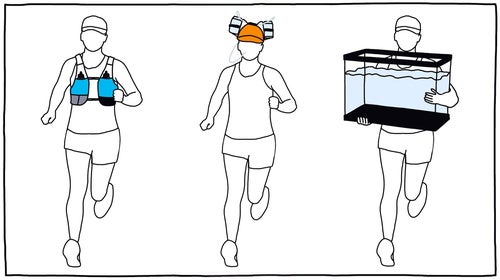 illustrations of runners carrying water