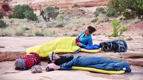 sleeping bags in canyon