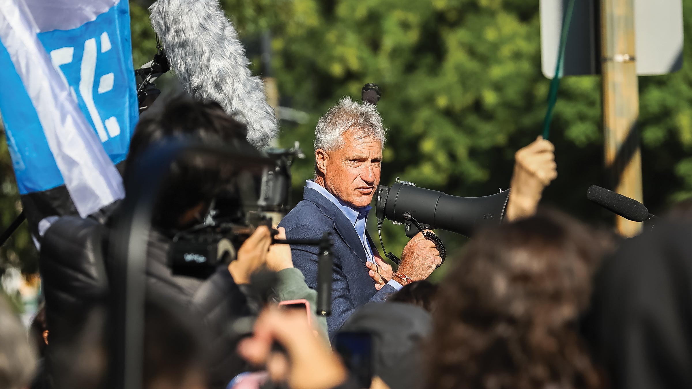 Donziger attending a rally for his freedom