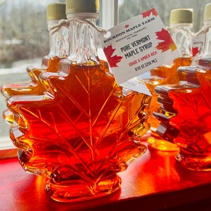bottles of Bourdon Maple Farm maple syrup