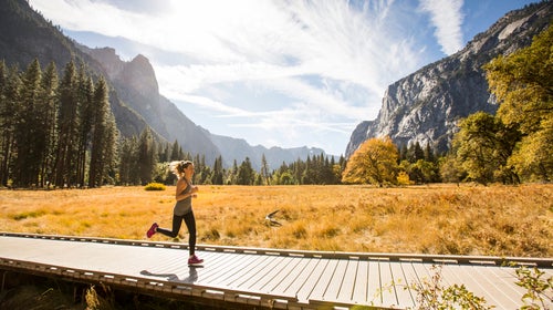 woman running yosemite