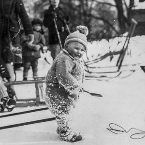 A child playing in the snow in Oslo, 1935