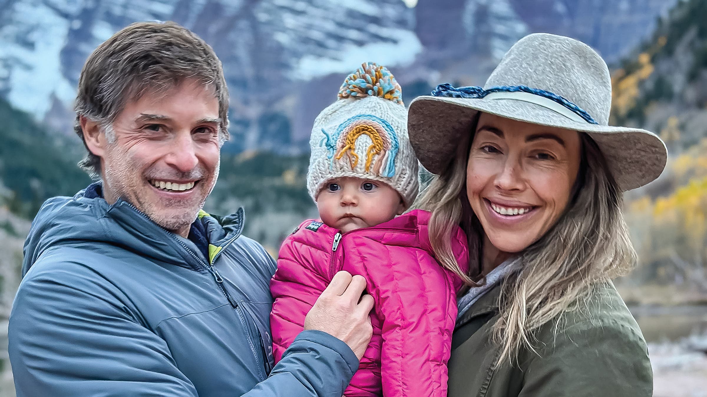 The author and his partner, Tess, with their daughter, Sophie, at Colorado’s Maroon Bells, leaning into Norwegian parenting styles