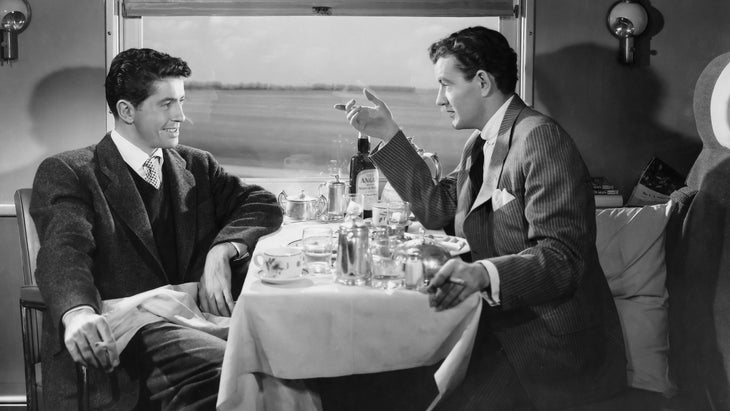 Vintage image from 1951 thriller "Strangers On A Train"