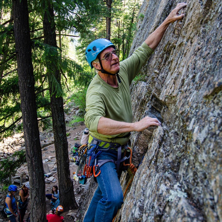 John Gale trad climbing in Skaha