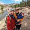 A family walk along the Poudre River, outside Fort Collins, Colorado