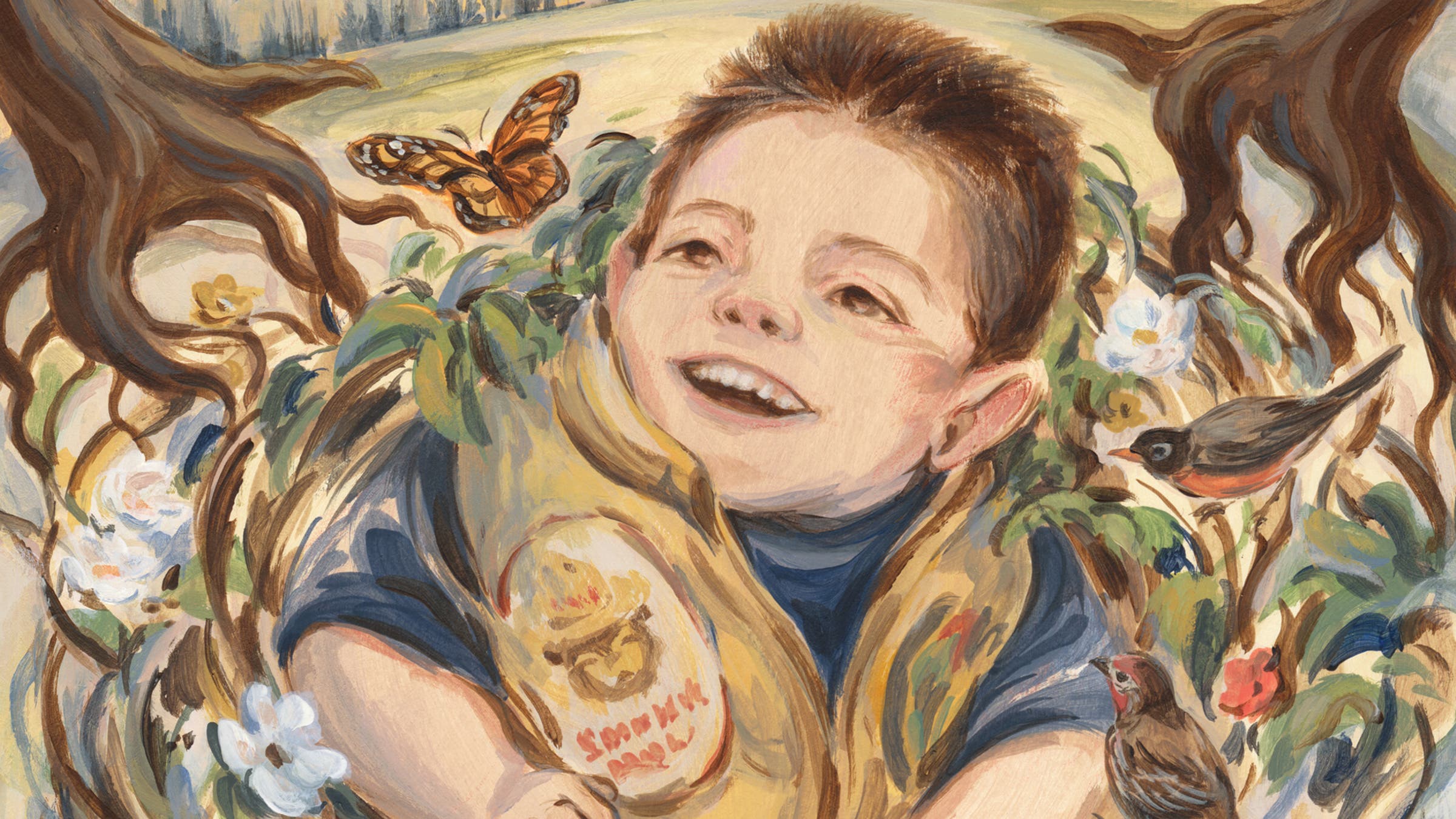 illustration of Little Leo enjoying nature